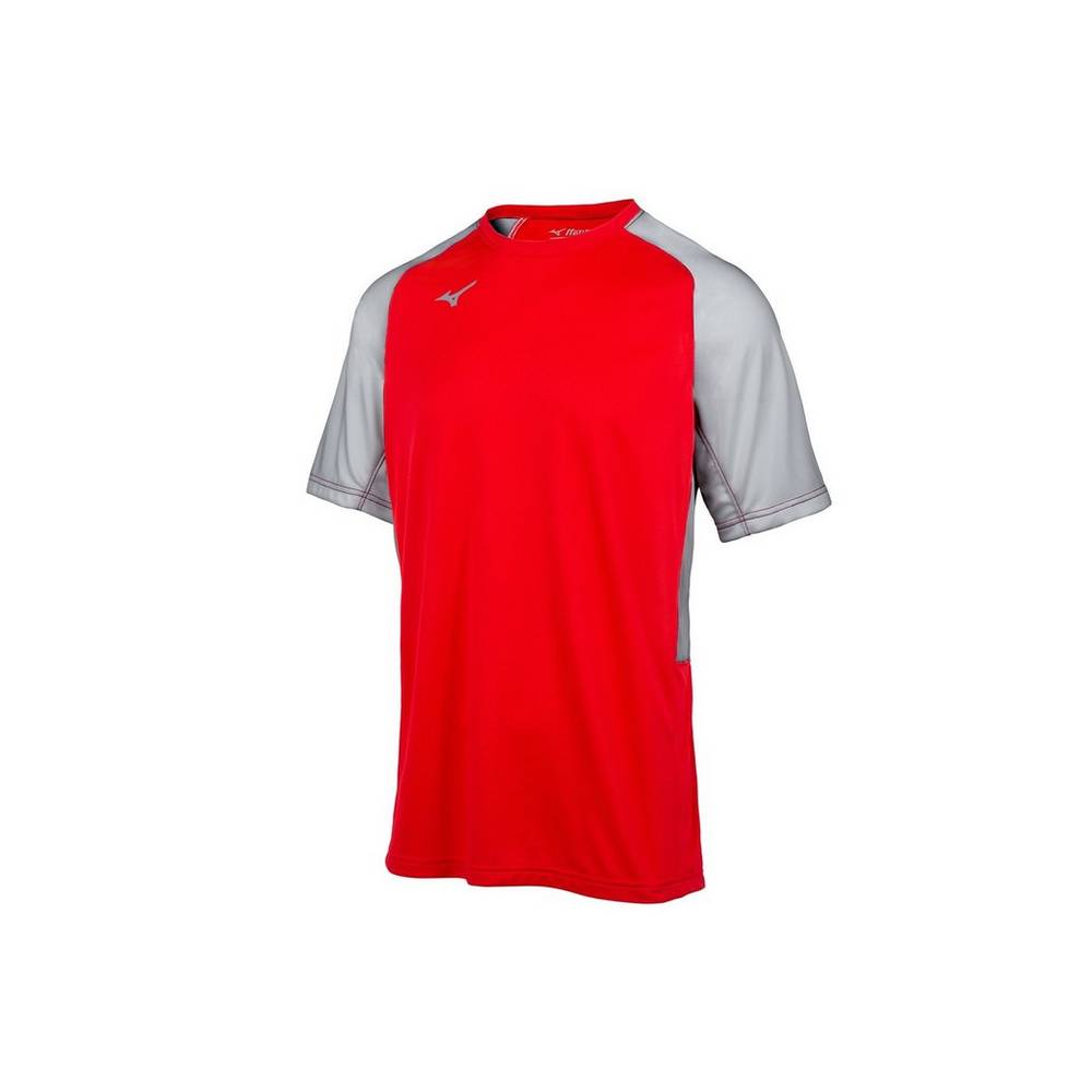 Camisas Mizuno Baseball Aerolite Crew - Homem - Vermelhas/Cinzentas - TFGEK0978